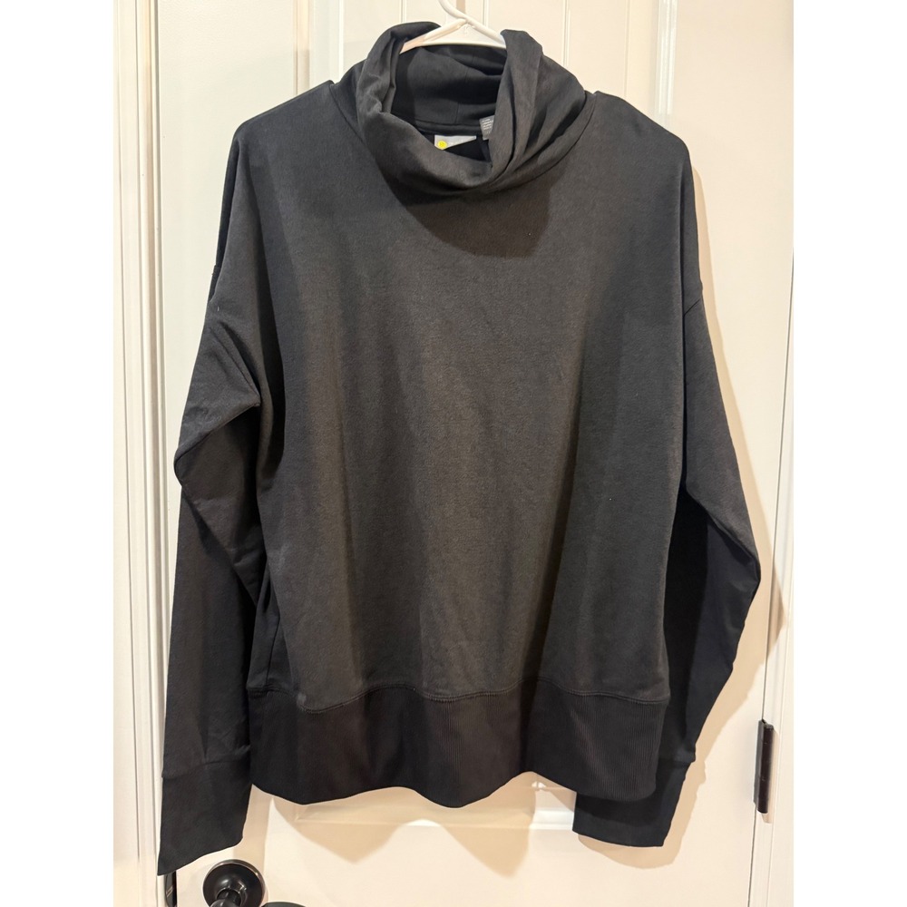 Zella Womens Amazing Cozy Funnel Neck Pullover Black NR456543MI Size Medium NWT